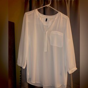 NYDJ White Pintuck Blouse 3/4 sleeves - Medium, Worn Once!